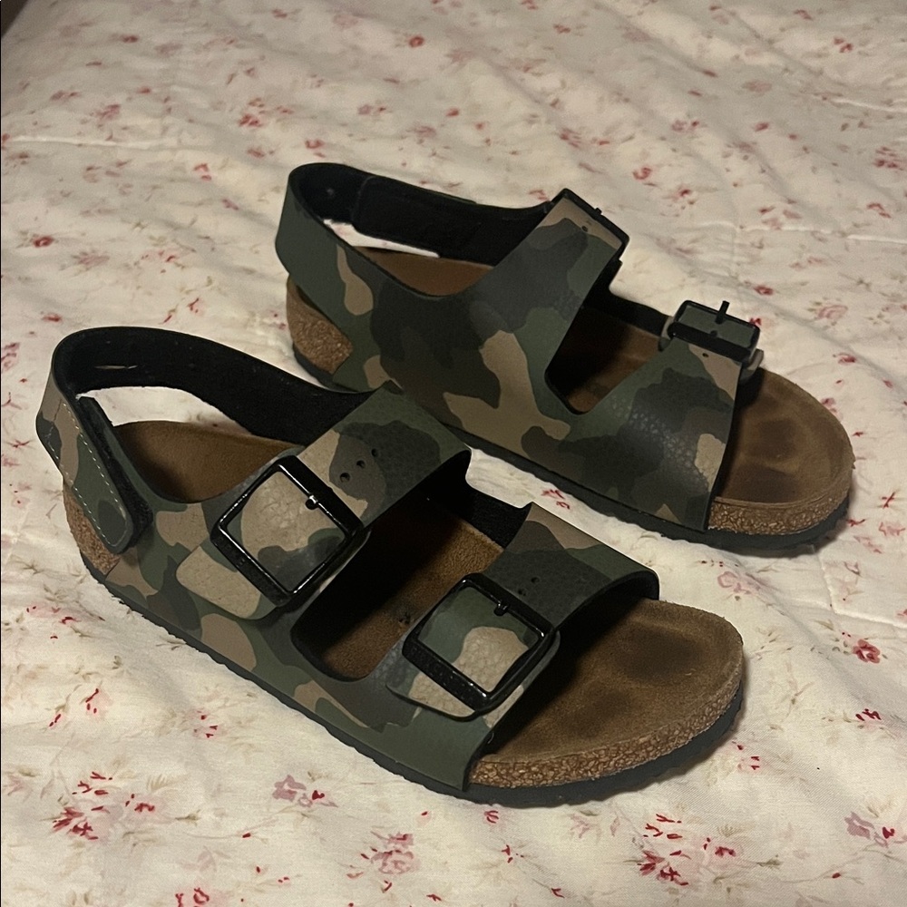 Birkenstock Kids Green Camouflage Sandals